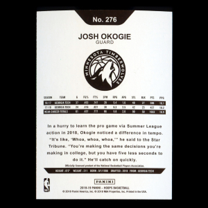 Josh Okogie RC 2018-19 Panini NBA Hoops Rookie Timberwolves