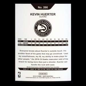 Kevin Huerter RC 2018-19 Panini NBA Hoops Rookie Hawks