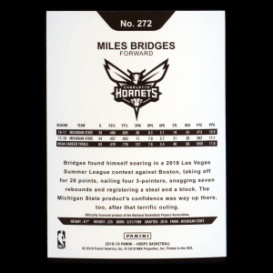 Miles Bridges RC 2018-19 Panini NBA Hoops Rookie Hornets