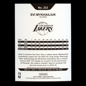 Svi Mykhailiuk RC 2018-19 Panini NBA Hoops Rookie Lakers