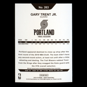 Gary Trent Jr. RC 2018-19 Panini NBA Hoops Rookie Trail Blazers