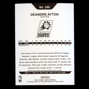 Deandre Ayton RC 2018-19 Panini NBA Hoops Rookie Suns