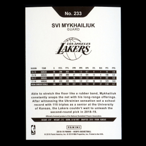 Svi Mykhailiuk RC 2018-19 Panini NBA Hoops Rookie Lakers
