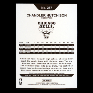 Chandler Hutchison RC 2018-19 Panini NBA Hoops Rookie Bulls