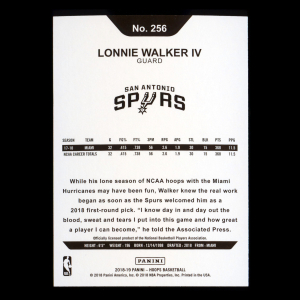 Lonnie Walker IV RC 2018-19 Panini NBA Hoops Rookie Spurs