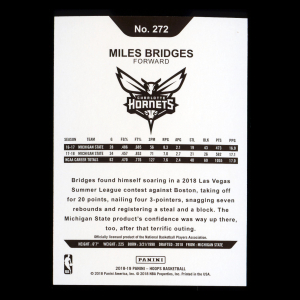 Miles Bridges RC 2018-19 Panini NBA Hoops Rookie Hornets