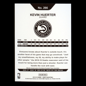 Kevin Huerter RC 2018-19 Panini NBA Hoops Rookie Hawks