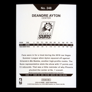 Deandre Ayton RC 2018-19 Panini NBA Hoops Rookie Suns