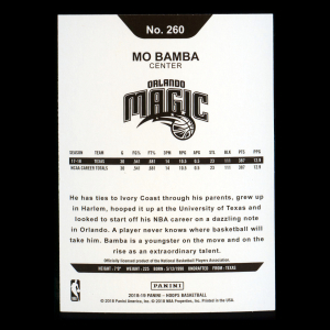 Mo Bamba RC 2018-19 Panini NBA Hoops Rookie Magic