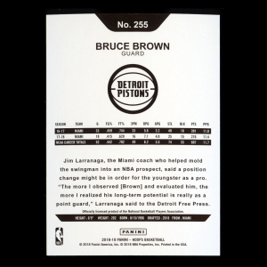 Bruce Brown RC 2018-19 Panini NBA Hoops Rookie Pistons