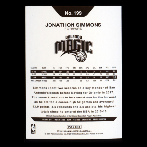 Jonathon Simmons 2018-19 Panini NBA Hoops Purple Magic