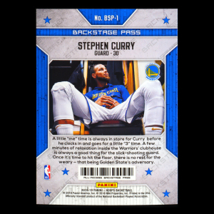 Stephen Curry 2018-19 Hoops Backstage Pass Warriors