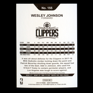 Wesley Johnson 2018-19 Hoops Blue Clippers