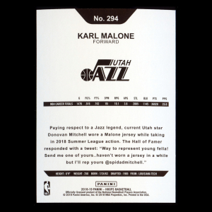 Karl Malone 2018-19 Panini NBA Hoops Tribute Jazz