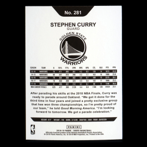 Stephen Curry 2018-19 Panini NBA Hoops Tribute Warriors