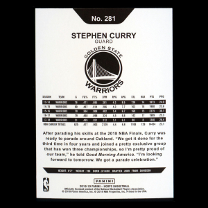 Stephen Curry 2018-19 Panini NBA Hoops Tribute Warriors