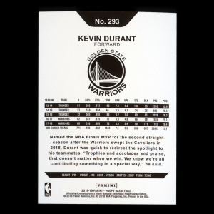 Kevin Durant 2018-19 Panini NBA Hoops Tribute Warriors