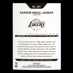 Kareem Abdul-Jabbar 2018-19 Panini NBA Hoops Tribute Lakers