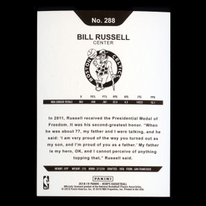 Bill Russell 2018-19 Panini NBA Hoops Tribute Celtics