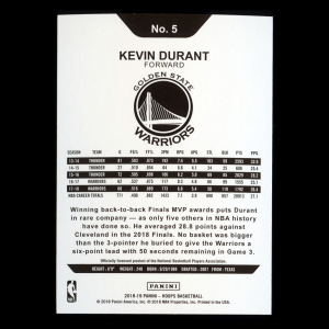 Kevin Durant 2018-19 Panini NBA Hoops Warriors