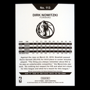 Dirk Nowitzki 2018-19 Panini NBA Hoops Mavericks