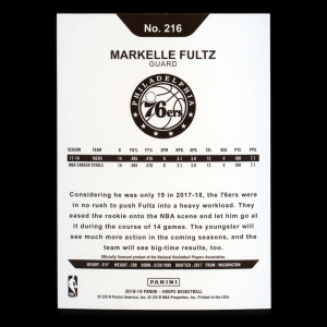 Markelle Fultz 2018-19 Panini NBA Hoops 76ers