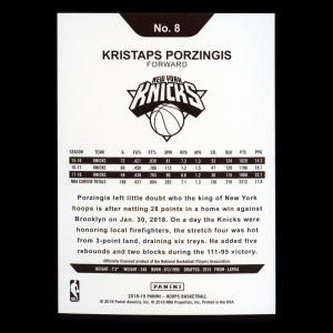 Kristaps Porzingis 2018-19 Panini NBA Hoops Knicks