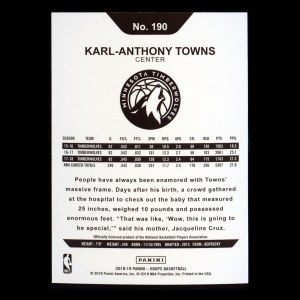 Karl-Anthony Towns 2018-19 Panini NBA Hoops Timberwolves