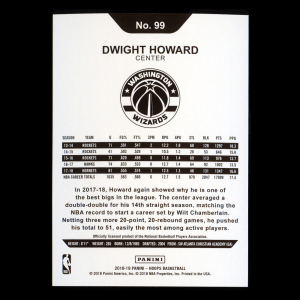 Dwight Howard 2018-19 Panini NBA Hoops Wizards
