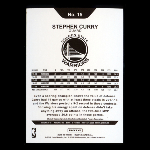 Stephen Curry 2018-19 Panini NBA Hoops Warriors