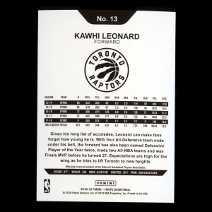 Kawhi Leonard 2018-19 Panini NBA Hoops Raptors