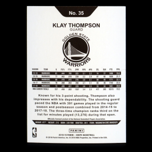 Klay Thompson 2018-19 Panini NBA Hoops Warriors
