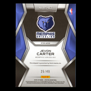 Jevon Carter 2018-19 Spectra Rising Stars Signatures Neon Green Grizzlies 25/49
