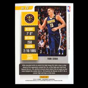 Nikola Jokic 2018-19 Contenders Game Ticket Green Nuggets