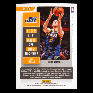 Joe Ingles 2018-19 Contenders Game Ticket Green Jazz