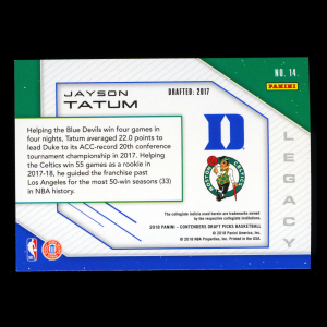 Jayson Tatum 2018 Contenders Draft Picks Legacy Celtics