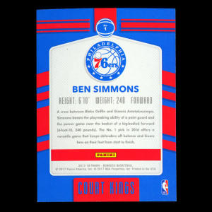 Ben Simmons 2017-18 Donruss Court Kings 76ers