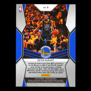 Kevin Durant 2018-19 Panini Prizm Dominance Warriors