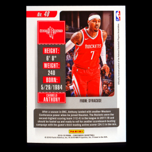 Carmelo Anthony 2018-19 Panini Contenders Game Ticket Green Rockets