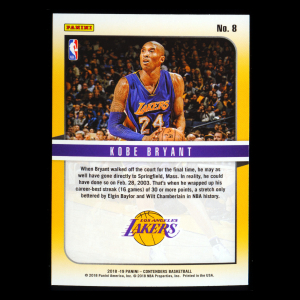 Kobe Bryant 2018-19 Panini Contenders Hall of Fame Contenders Lakers