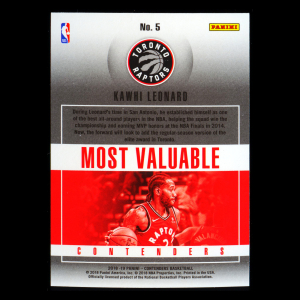 Kawhi Leonard 2018-19 Panini Contenders Most Valuable Contenders Raptors