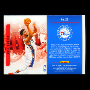 Joel Embiid 2018-19 Panini Contenders Playing the Numbers Game 76ers
