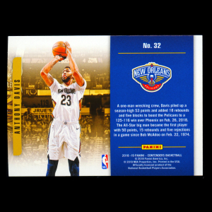 Anthony Davis 2018-19 Panini Contenders Playing the Numbers Game Pelicans