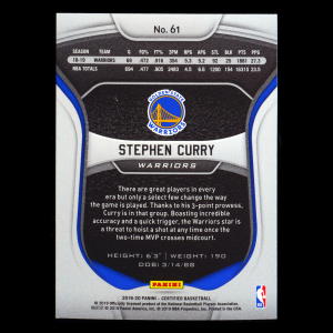 Stephen Curry 2019-20 Certified Warriors