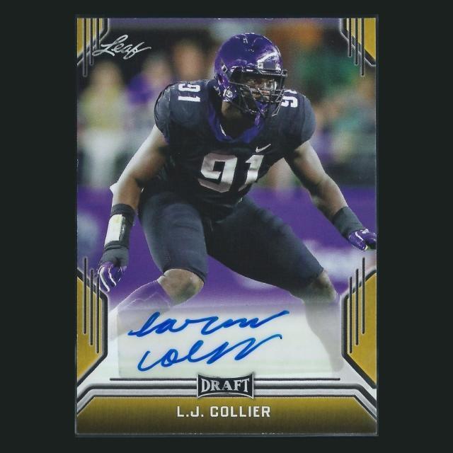 L.J. Collier 2019 Leaf Draft Gold Auto Seahawks