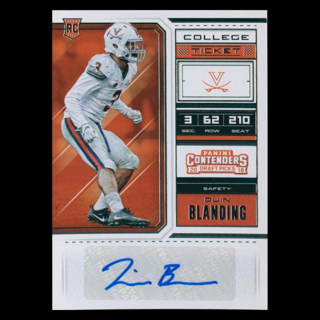 Quin Blanding RC 2018 Contenders Draft Picks Rookie Auto Cavaliers/Panthers