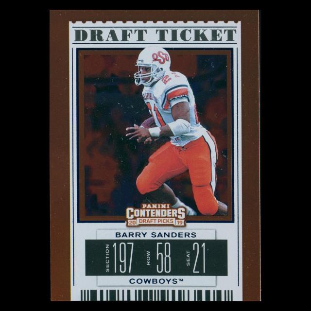 Barry Sanders 2019 Contenders Draft Picks Blue Foil Cowboys/Lions