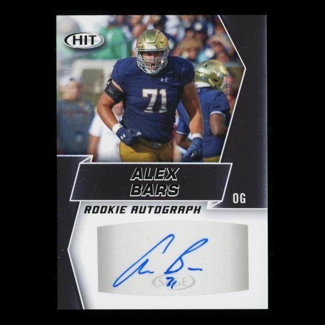 Alex Bars RC 2019 HIT Rookie Auto Fighting Irish