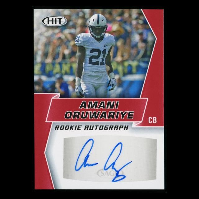Amani Oruwariye RC 2019 HIT Rookie Red Auto Nittany Lions