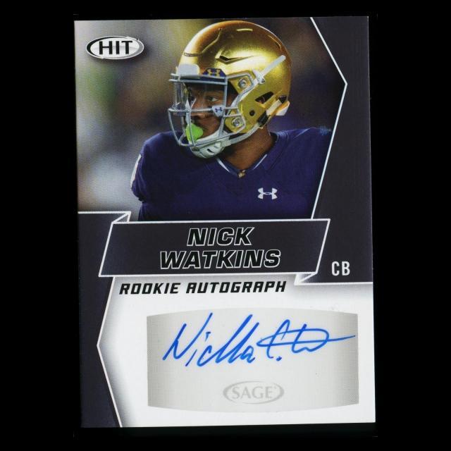 Nick Watkins RC 2019 HIT Rookie Auto Fighting Irish